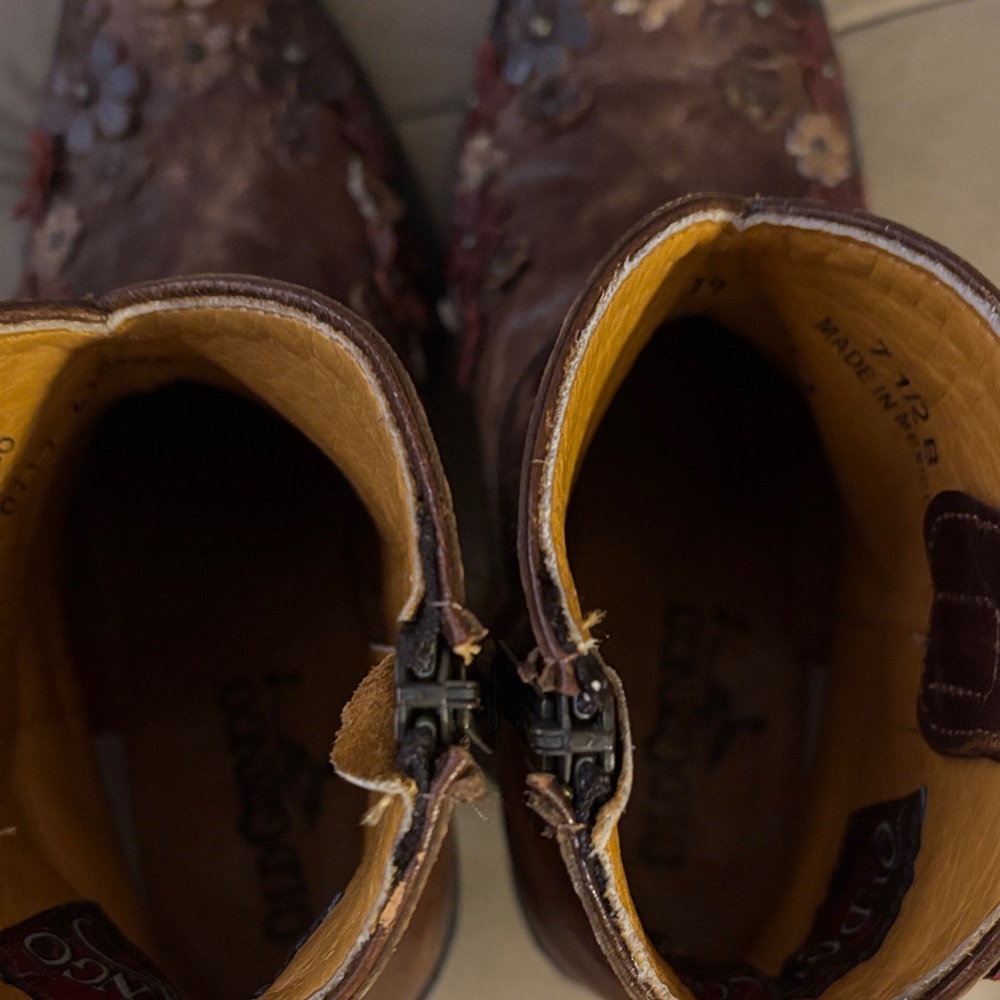 Old Gringo Brown Floral Ankle Boots - Picture 5 of 7